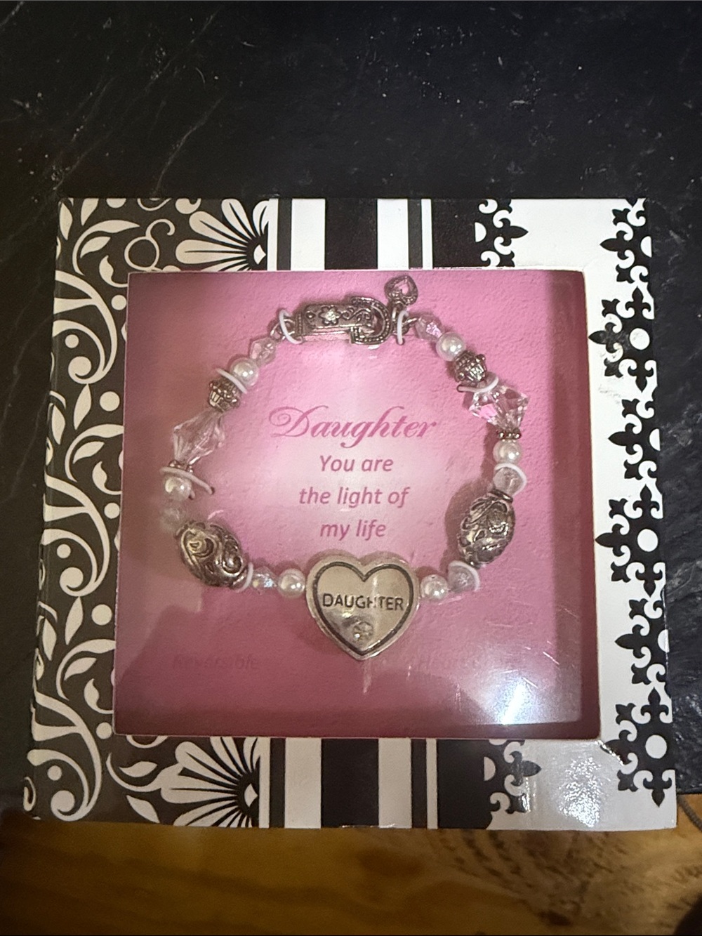 Inspired expression daughter bracelet with reversible heart charm